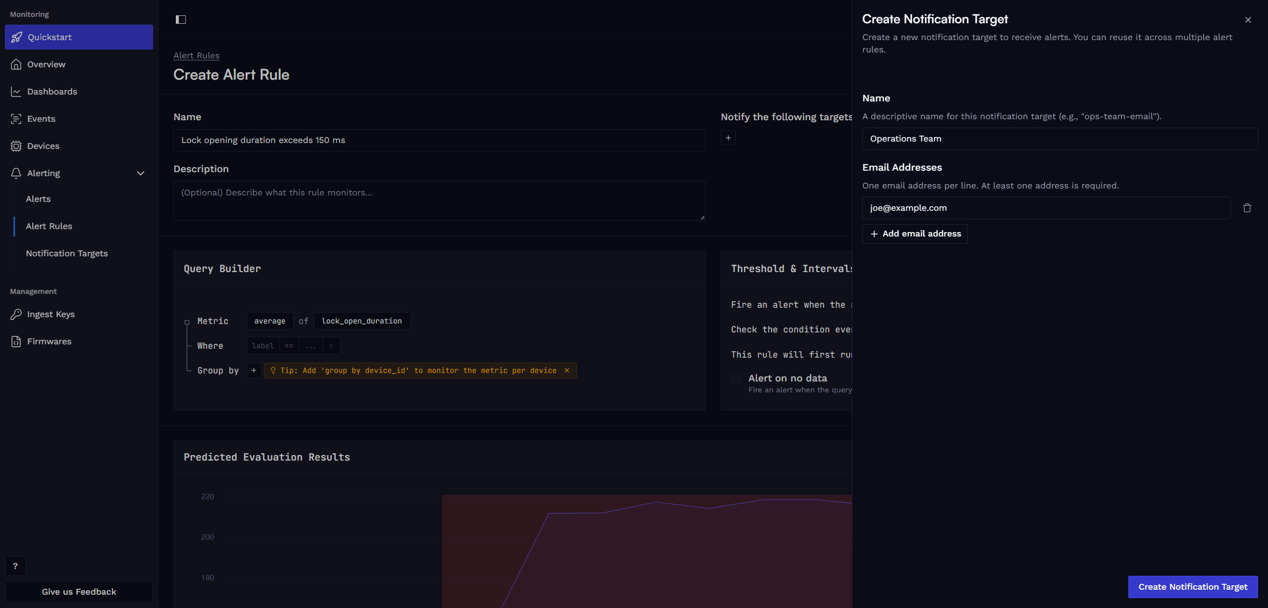 Define Alert Notification Target.