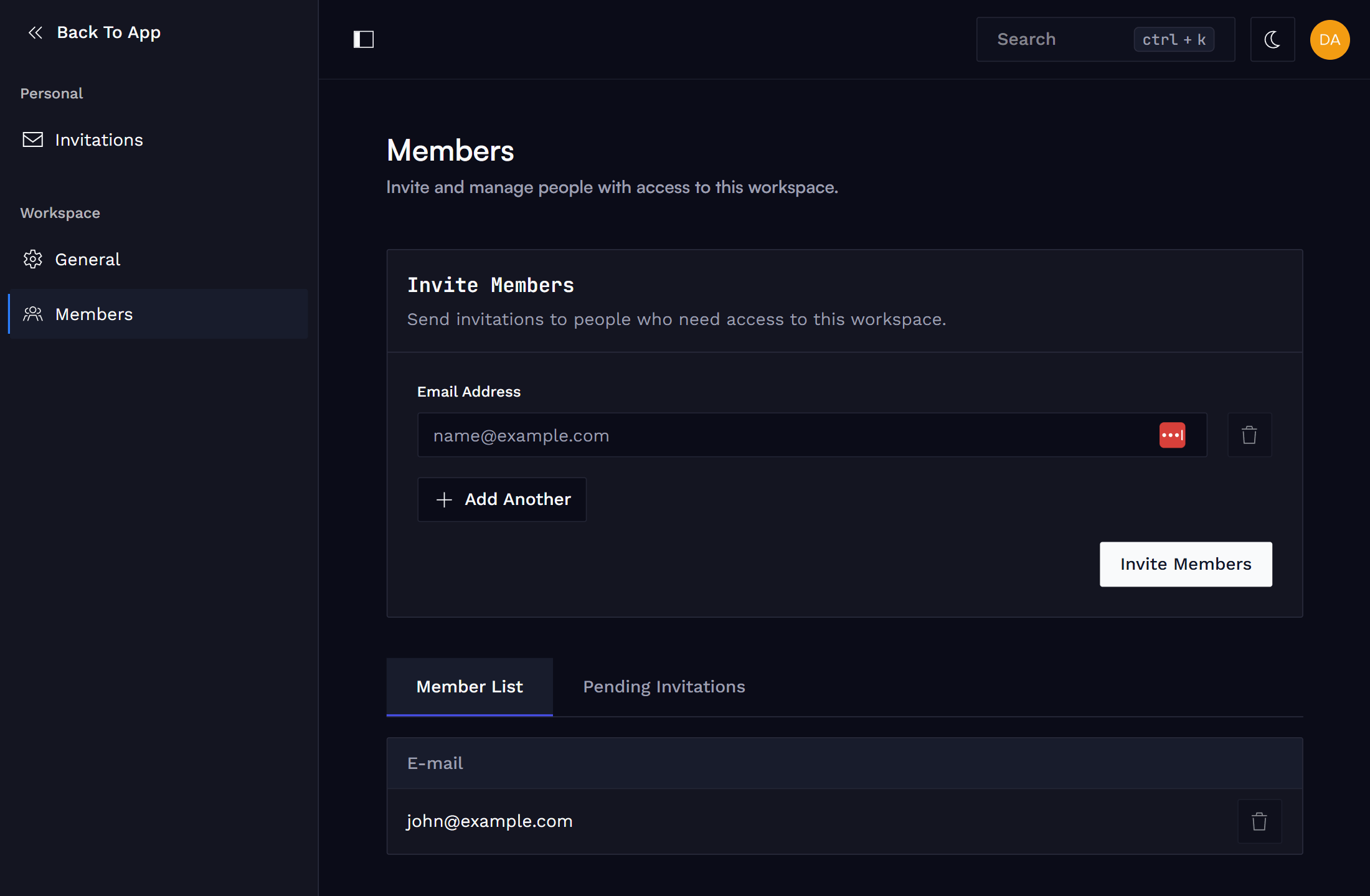 Select Workspace Members.