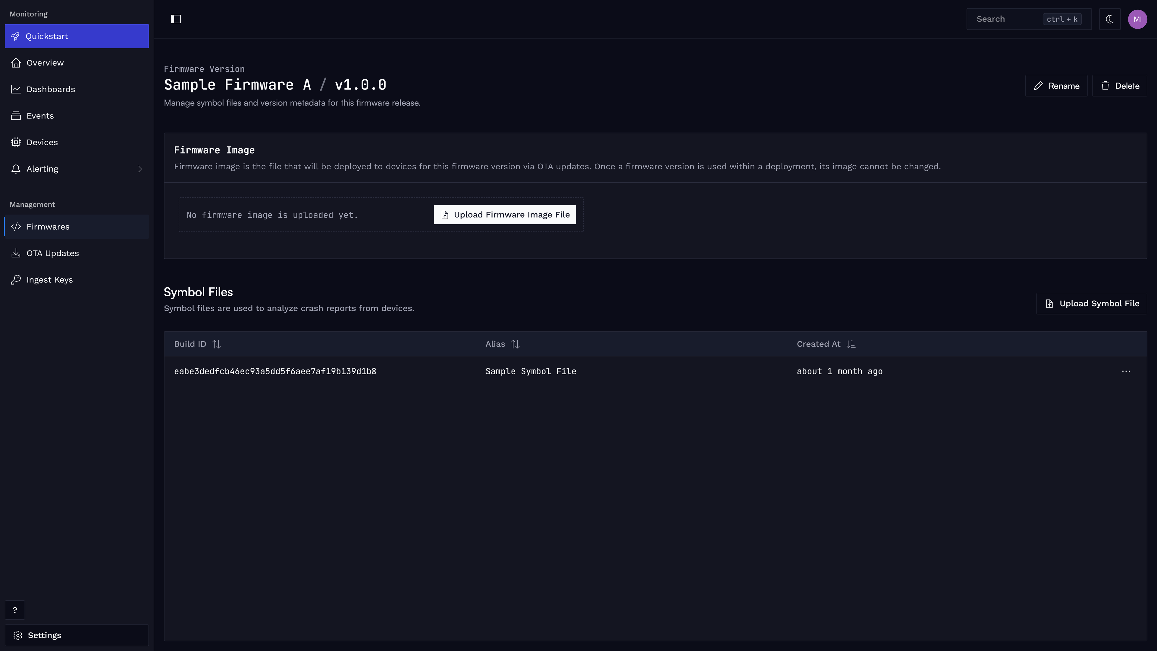 Upload Firmware Image.
