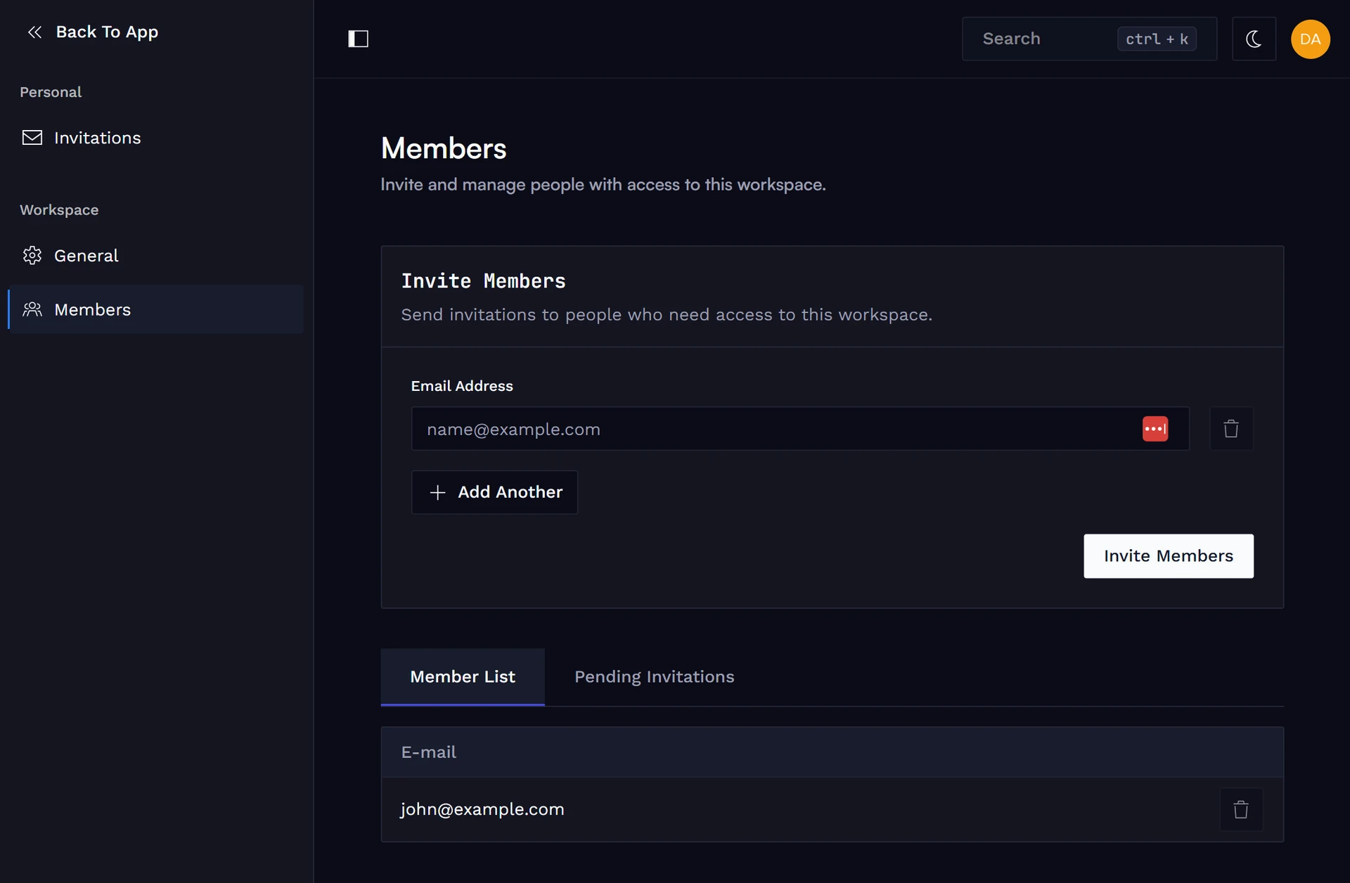 Select Workspace Members.
