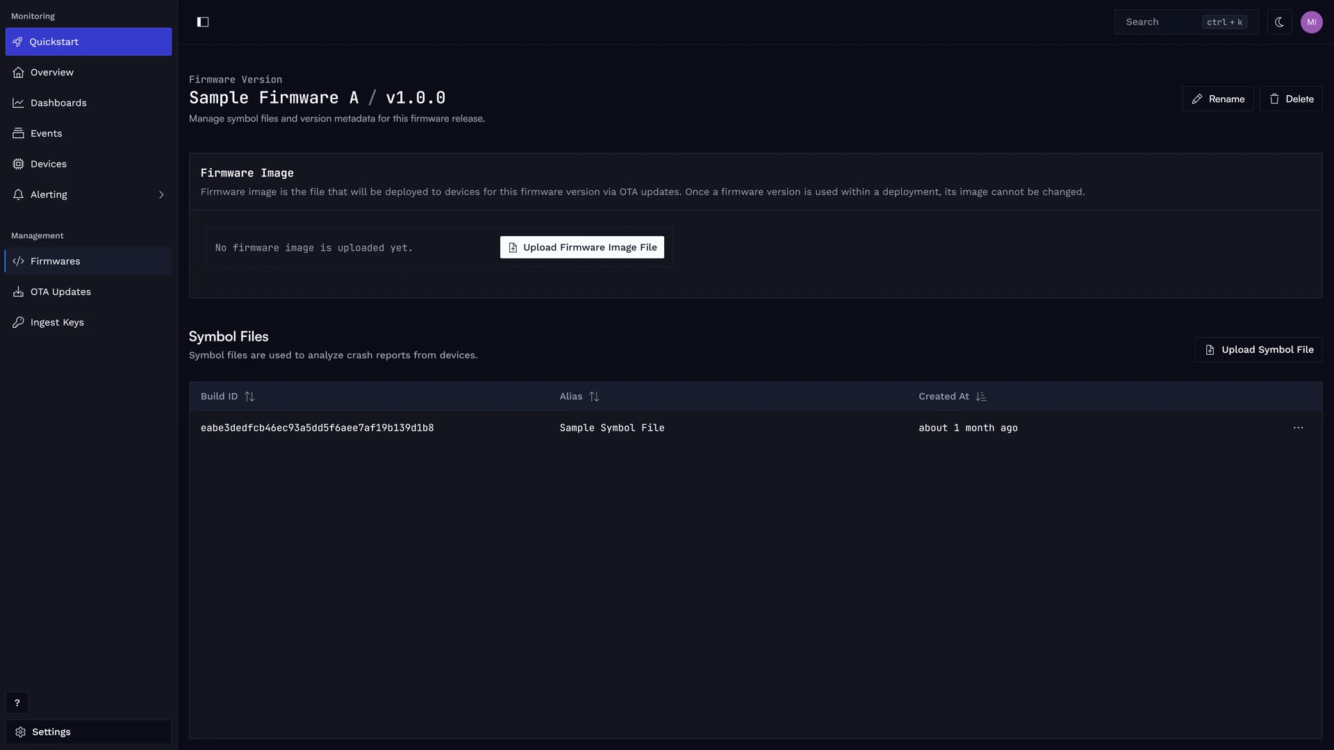 Upload Firmware Image.