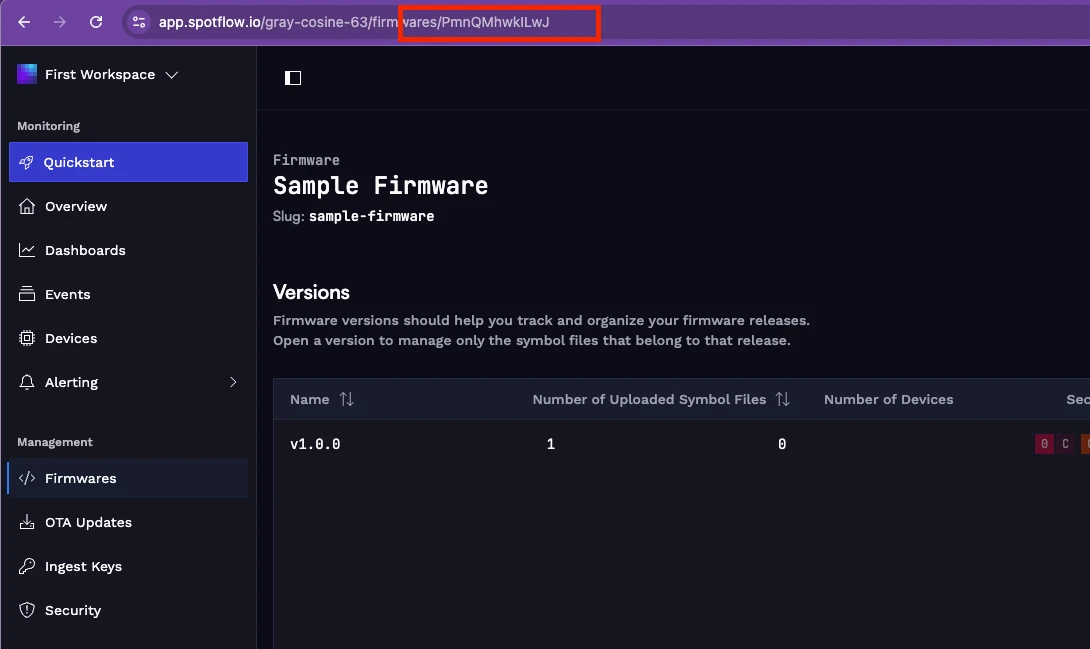 Firmware ID in the URL.